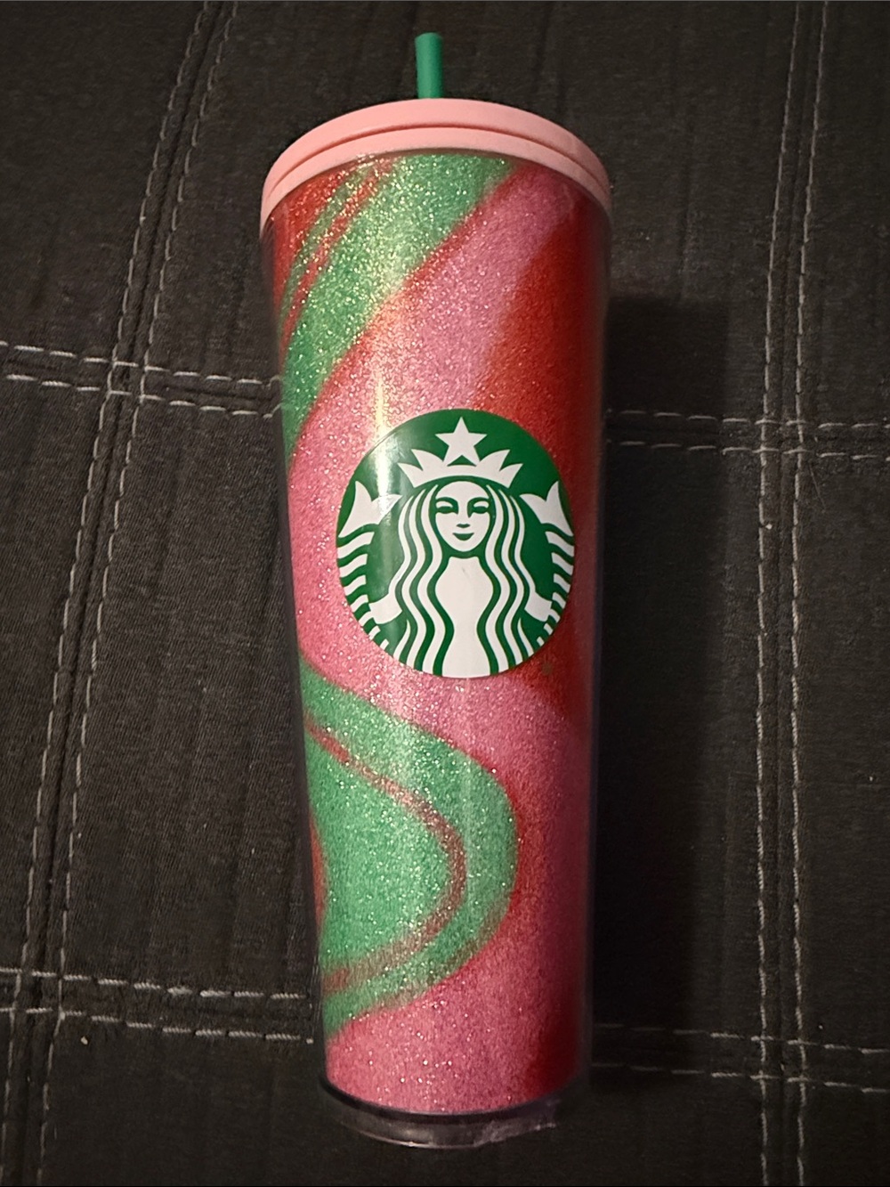 Starbucks 24oz Glitter Swirl Tumbler - Pink, Green & Red